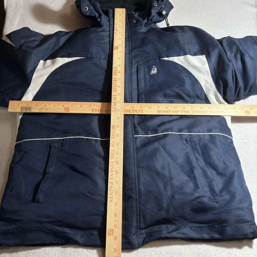 Tonino Lamborghini Jacket Mens Medium Blue White Hooded Down Puffer Winter‎ Coat - Picture 8 of 10